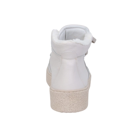 Jasne skórzane półbuty damskie zimowe ocieplane wełną sportowe Gino Fabiani