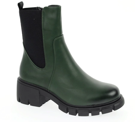 Zimowe botki damskie w kolorze butelkowej zieleni Jezzi