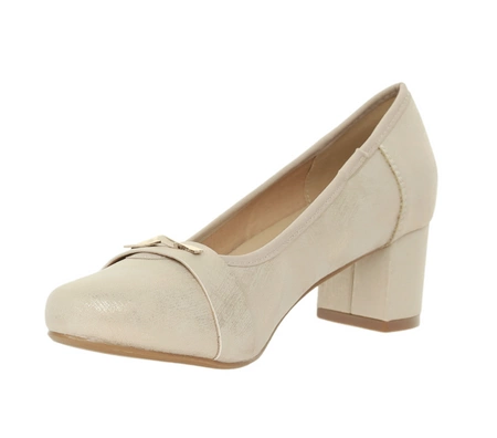 Złote czółenka komfortowe ze skórzaną wkładką Amelia od Jezzi