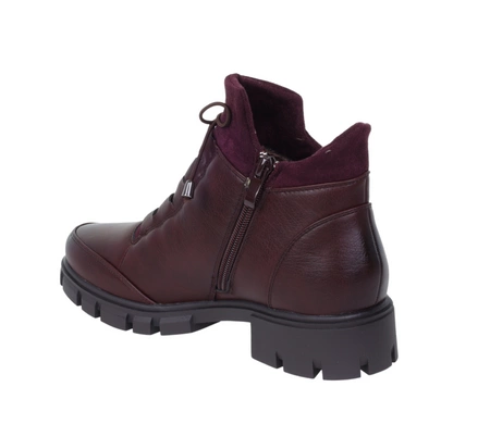 Bordowe buty zimowe damskie na zamek eleganckie i wygodne Jezzi