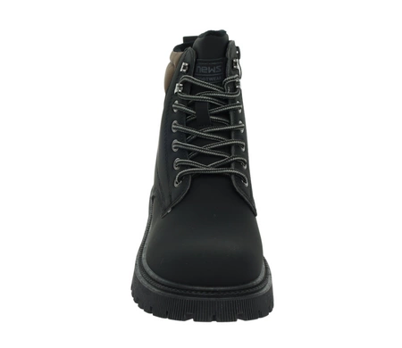 Czarne traperki młodzieżowe ciepłe buty zimowe chłopięce NEWS