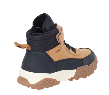 Musztardowe trzewiki dziecięce dla chłopca buty zimowe na rzepy