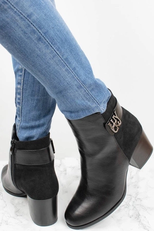 Czarne botki damskie na obcasie klasyczne Jezzi