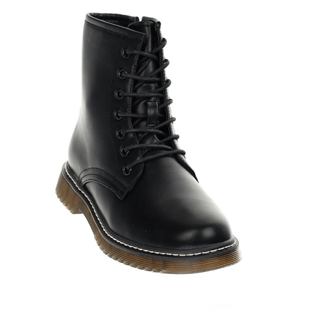 Czarne skórzane botki glany damskie z eko skóry Jezzi