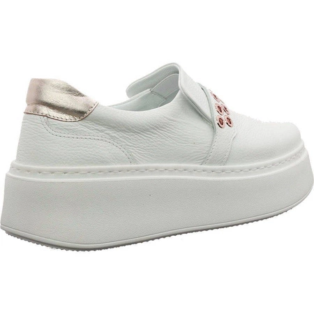 Białe półbuty damskie z włoskiej skóry naturalnej Gino Fabiani Kolekcja Premium