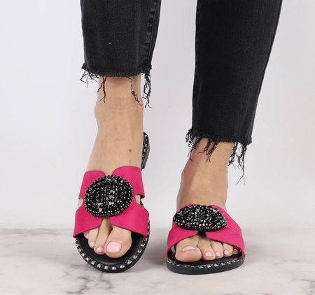 Fuksjowe eleganckie klapki damskie płaskie VINCEZA