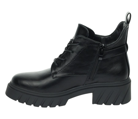 Czarne buty damskie zimowe ocieplane na grubej podeszwie Jezzi