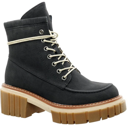 Granatowe traperki botki ocieplane Jezzi 22BT35-5044