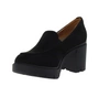 Czarne zamszowe półbuty na obcasie i platformie Jezzi