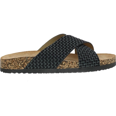 Czarne klapki damskie na korkowym spodzie Jezzi