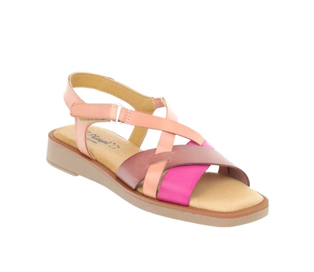 Hiszpańskie skórzane sandały damskie brudny róż płaskie El Pimpi - Made in Spain