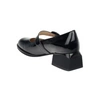 Czarne lakierowane półbuty damskie skórzane z paskiem na śródstopiu Gino Fabiani