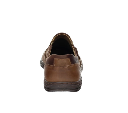 Brązowe skórzane półbuty męskie wsuwane bez szwów na palcach POLBUT