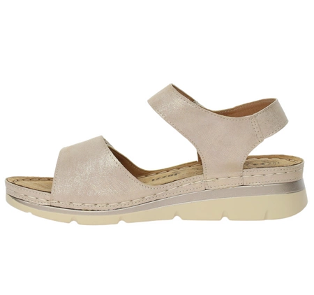 Sandały beżowe komfortowe na rzepy Jezzi