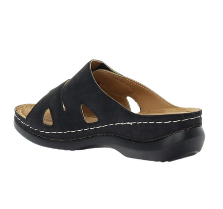 Czarne eleganckie i komfortowe klapki damskie regulowane Jezzi