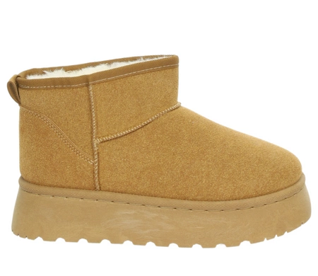 Brązowe botki EMU na platformie śniegowce na grubej podeszwie