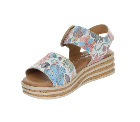 Kolorowe sandały damskie ze skóry naturalnej na grubej podeszwie Hiszpańskie El Pimpi