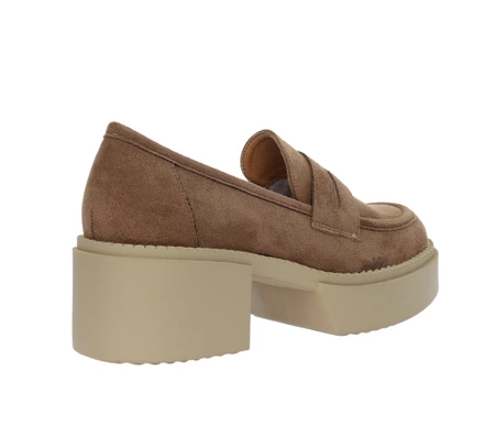 Brązowe czekoladowe zamszowe mokasyny damskie półbuty VINCEZA