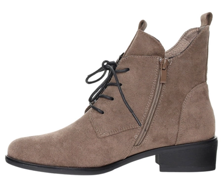 Zamszowe szare botki damskie płaskie ocieplane Gloria