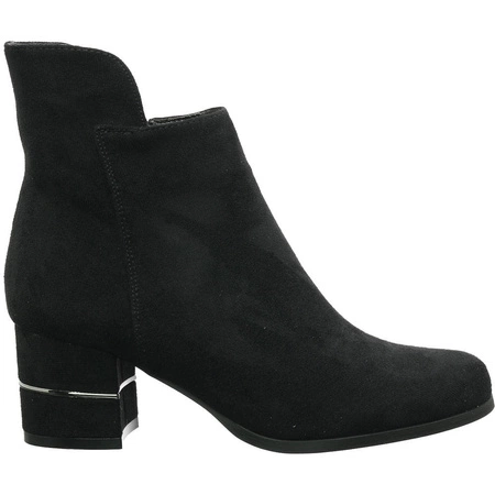 Czarne zamszowe botki damskie na klocku Jezzi