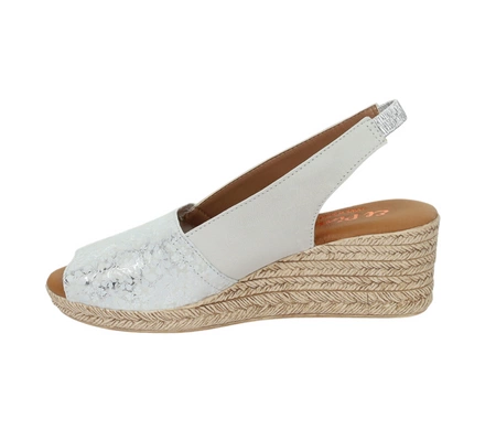 Skórzane hiszpańskie sandały na słomkowej koturnie zabudowane El Pimpi