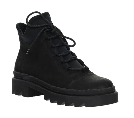 Czarne trapery damskie skórzane buty górskie Polskie Gino Fabiani