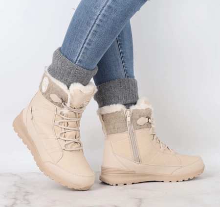 Eleganckie śniegowce damskie z membraną wodoodporną ocieplone futerkiem American Club