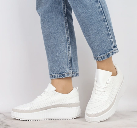 Modne białe adidasy damskie plecione Mc Braun