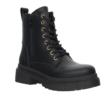 Czarne trapery zimowe damskie ocieplane na zamek NEWS