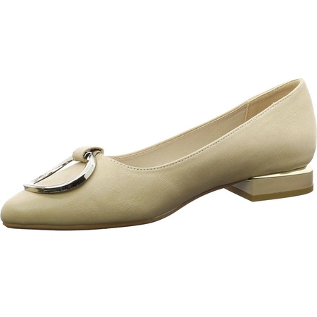 Buty damskie płaskie eleganckie beżowe ze skórzaną wkładką Jezzi