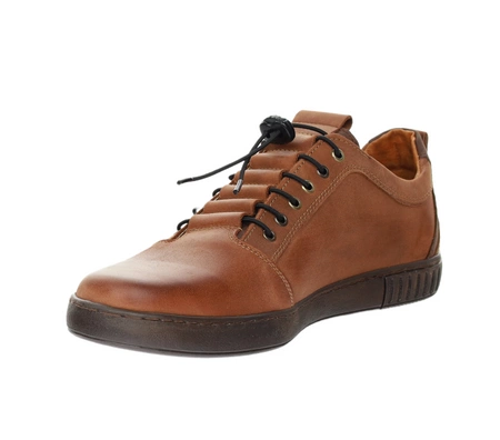 Brązowe skórzane półbuty męskie adidasy elegancko-sportowe adidasy POLBUT