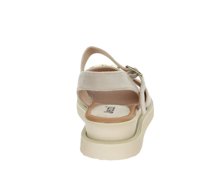 Eleganckie i wygodne sandały beżowe na niskiej koturnie Jezzi