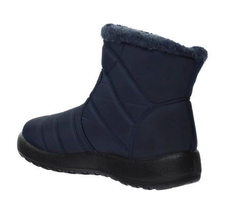 Granatowe śniegowce damskie ciepłe trzewiki dwa zamki