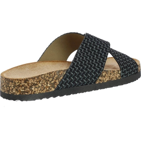 Czarne klapki damskie na korkowym spodzie Jezzi