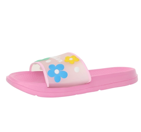 Różowe klapki gumowe dziecięce w kwiatuszki basenowe American Club