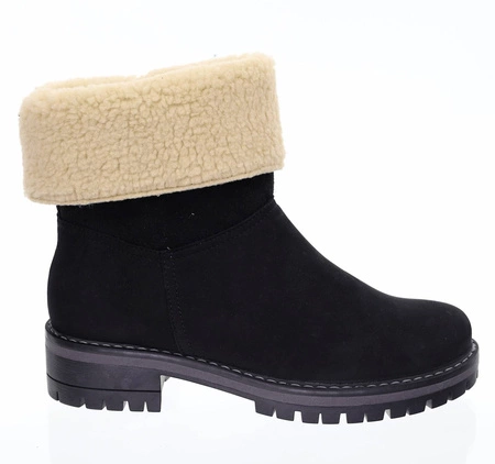 Czarne buty zimowe skórzane ocieplane naturalną wełną Polskie Gino Fabiani