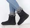 Czarne ciepłe i eleganckie śniegowce damskie buty termiczne wodoodporne Jezzi