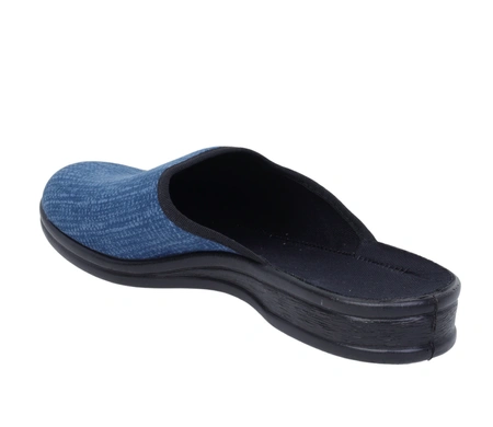 Granatowe klapki męskie po domu kapcie zabudowane zakryte palce BEFADO
