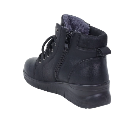 Czarne ciepłe buty zimowe damskie botki zdrowotne na zimę trzewiki
