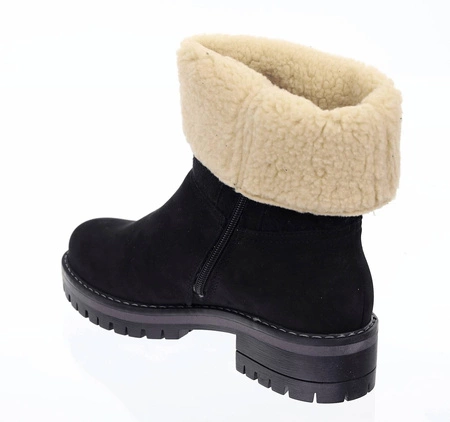 Czarne buty zimowe skórzane ocieplane naturalną wełną Polskie Gino Fabiani