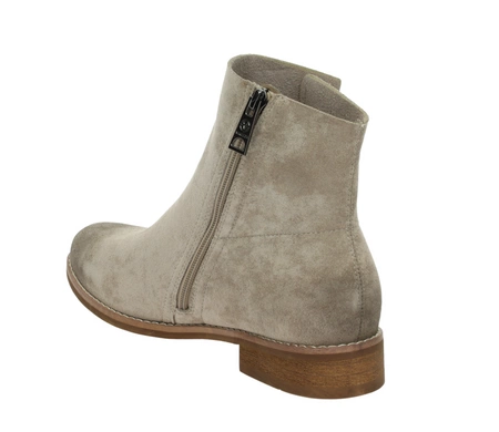 Beżowe nobukowe botki damskie płaskie jesienne nieocieplane MILANO