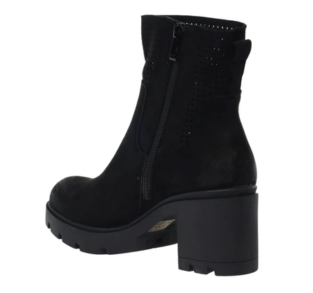Czarne buty zimowe damskie na wygodnym obcasie Jezzi