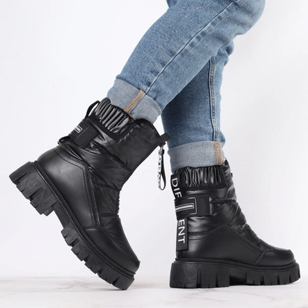 Modne śniegowce damskie czarne ciepłe botki Jezzi