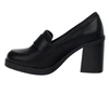 Czarne mokasyny damskie na szerokim klocku i platformie Jezzi