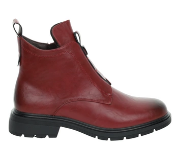 Czerwone buty zimowe damskie eleganckie i wygodne na zamek Jezzi