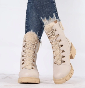 Traperki ocieplane z futerkiem na klocku Jezzi