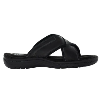 Komfortowe czarne skórzane klapki męskie American Club