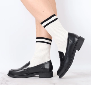 Czarne skórzane lordsy damskie od RYŁKO