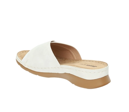 Białe klapki damskie na wygodnej podeszwie regulowane na rzepy szpitalne Jezzi