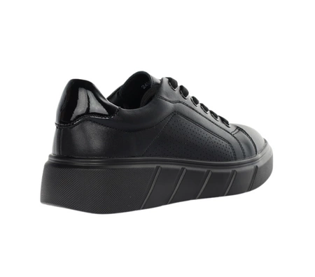 Całe czarne skórzane adidasy damskie komfortowe Jezzi